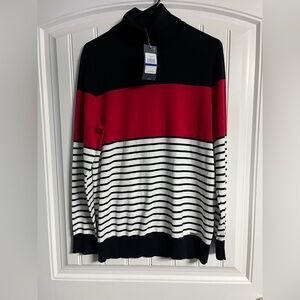 Tommy Hilfiger woman’s turtleneck Sweater‎ - red, navy and White Stripes